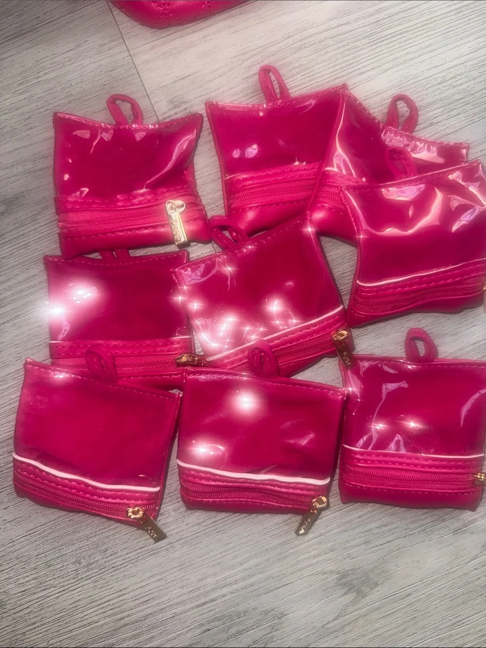 Fuchsia Drawstring Cosmetic Bag Set - Unbranded