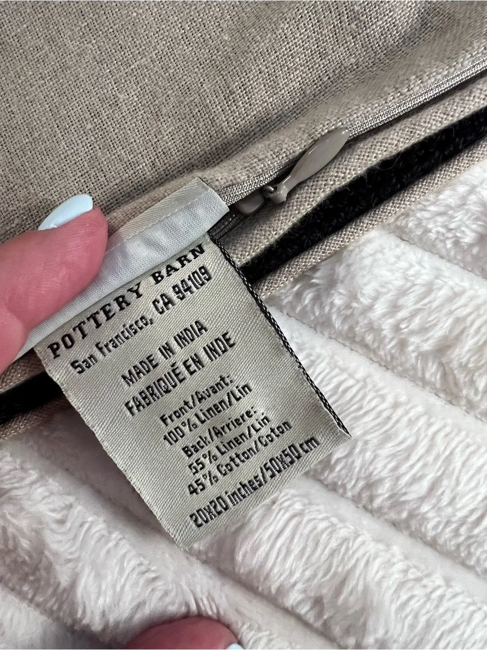Pottery Barn reversible linen