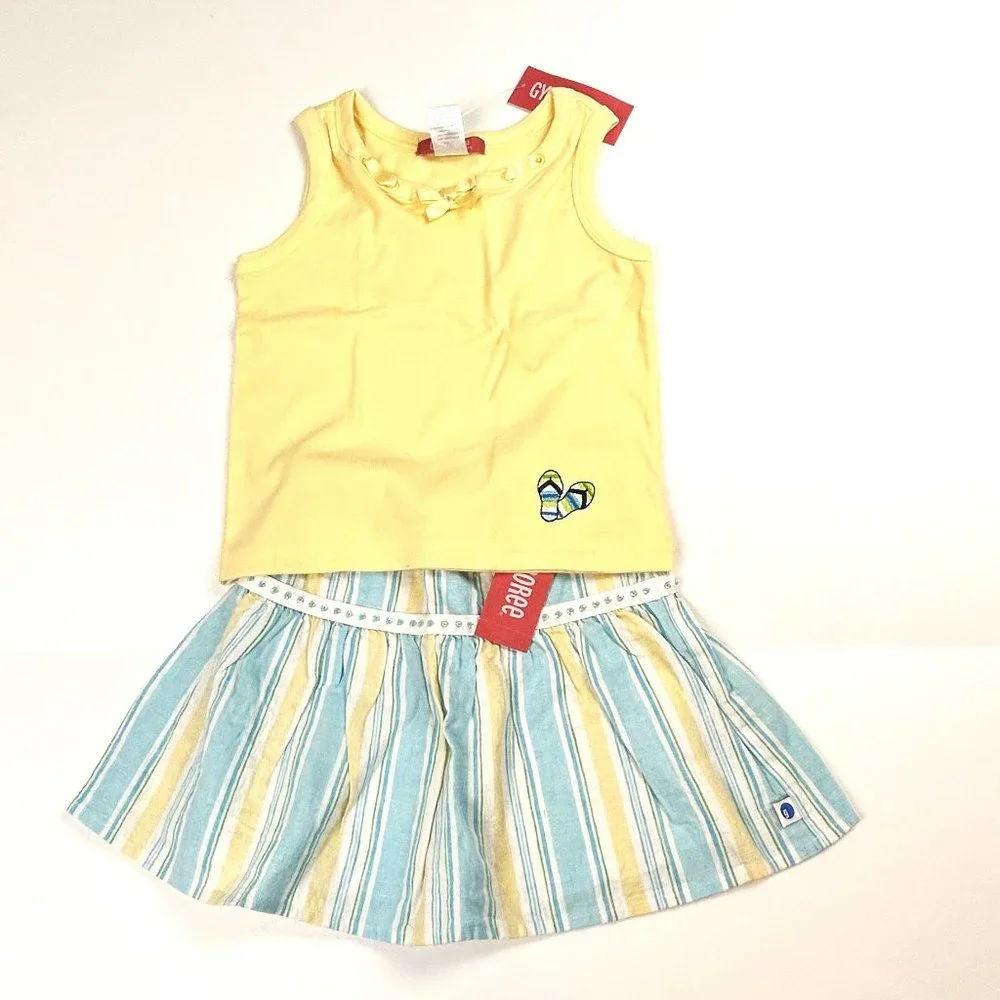 NWT Gymboree Girl Stripe Skort & Flip-Flop Tank Top Size 4