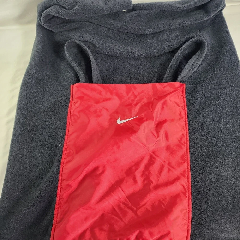Y2K Nike‎ Fleece Blanket Backpack 59x39 Black Red Packable Travel Vacation Game