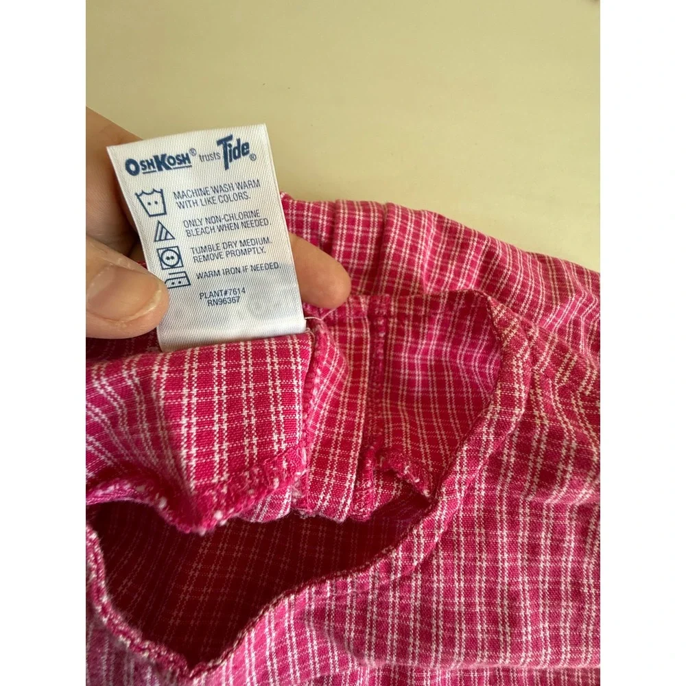 OshKosh B'gosh Dress Set‎ Baby Girls 18M Pink Plaid Vintage Gingham Bloomers 2pc