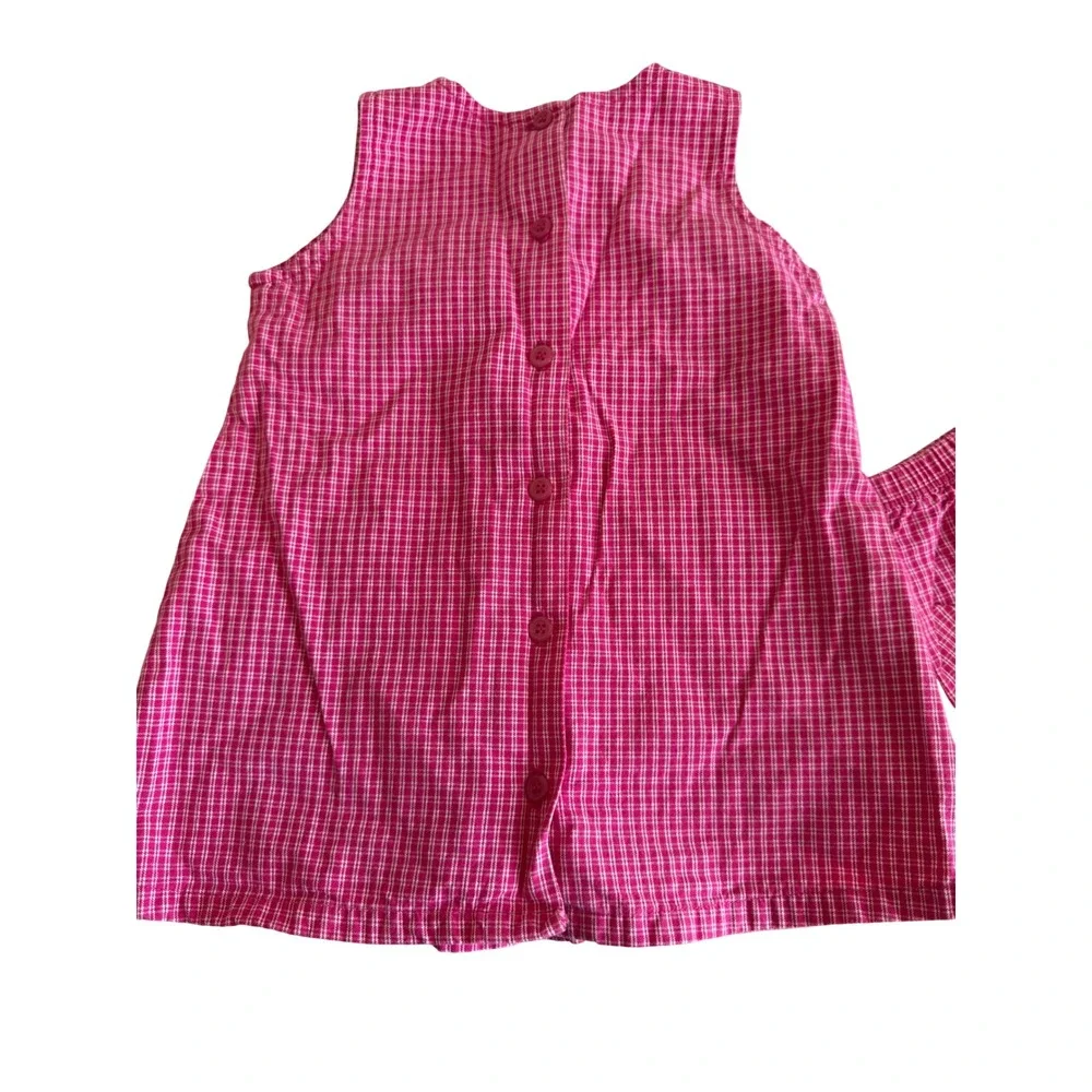 OshKosh B'gosh Dress Set‎ Baby Girls 18M Pink Plaid Vintage Gingham Bloomers 2pc