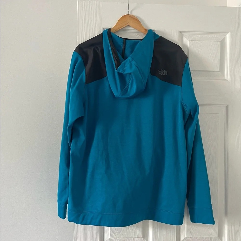The north face mens fleece lined blue pullover hoodie size XL