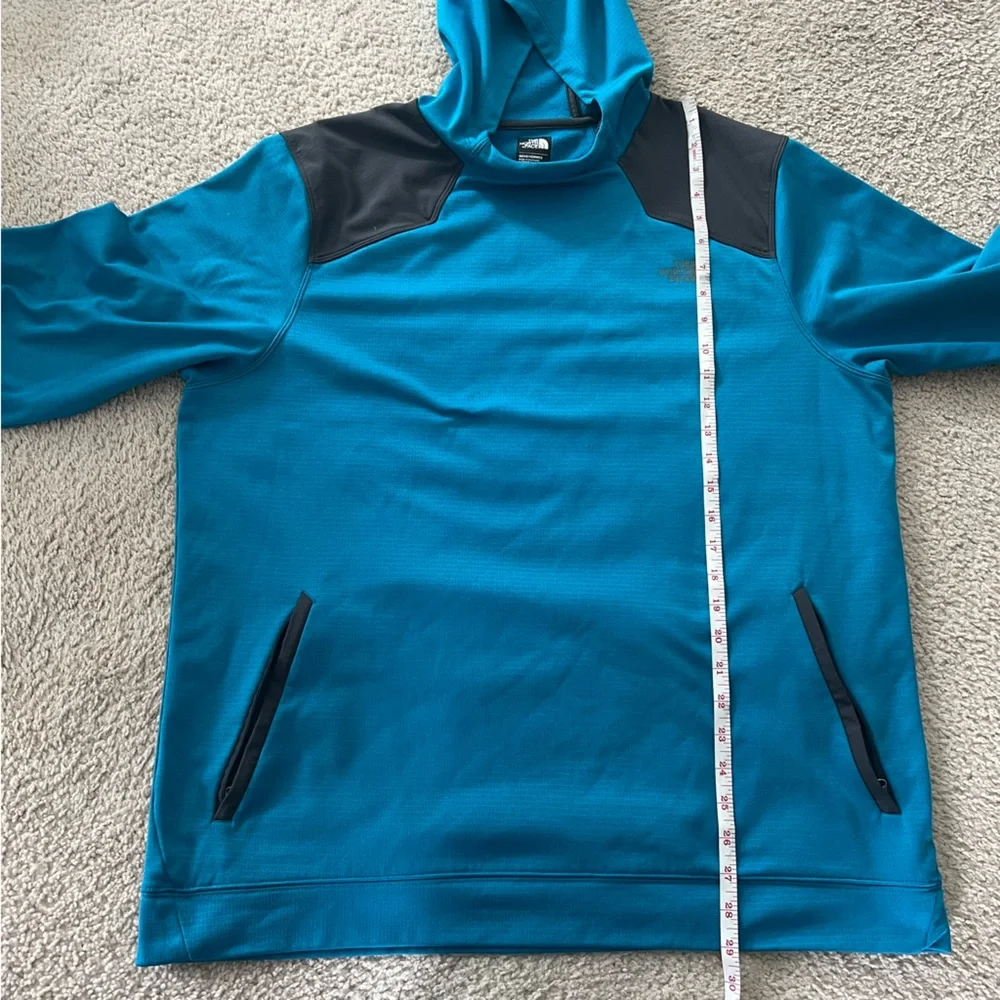The north face mens fleece lined blue pullover hoodie size XL