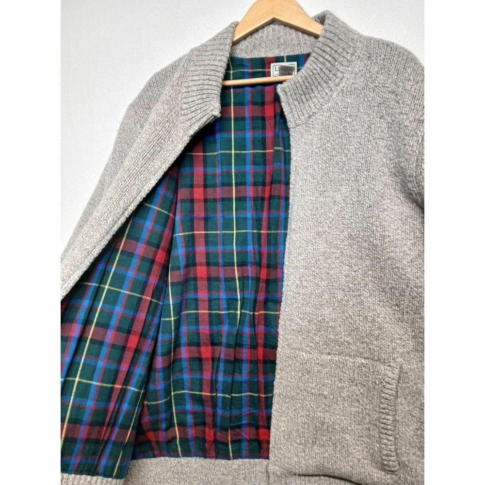 Vintage LL bean wool flannel‎ lined zip up sweater mens XXL