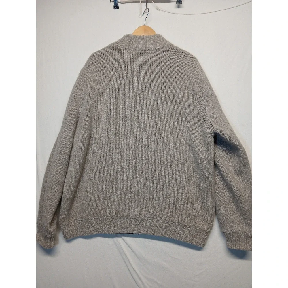 Vintage LL bean wool flannel‎ lined zip up sweater mens XXL