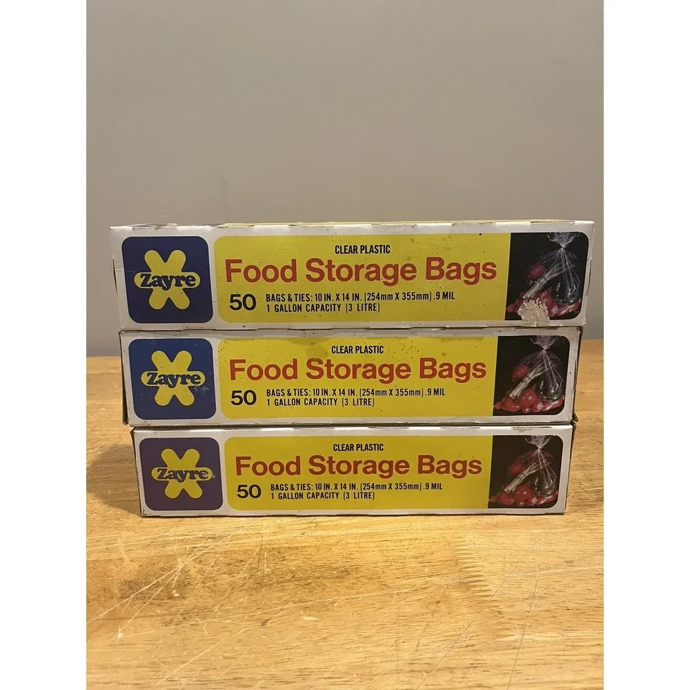 VTG Zayre Discount Storage Bags Food‎ Gallon Size 3 Unopened Boxes Price Tag