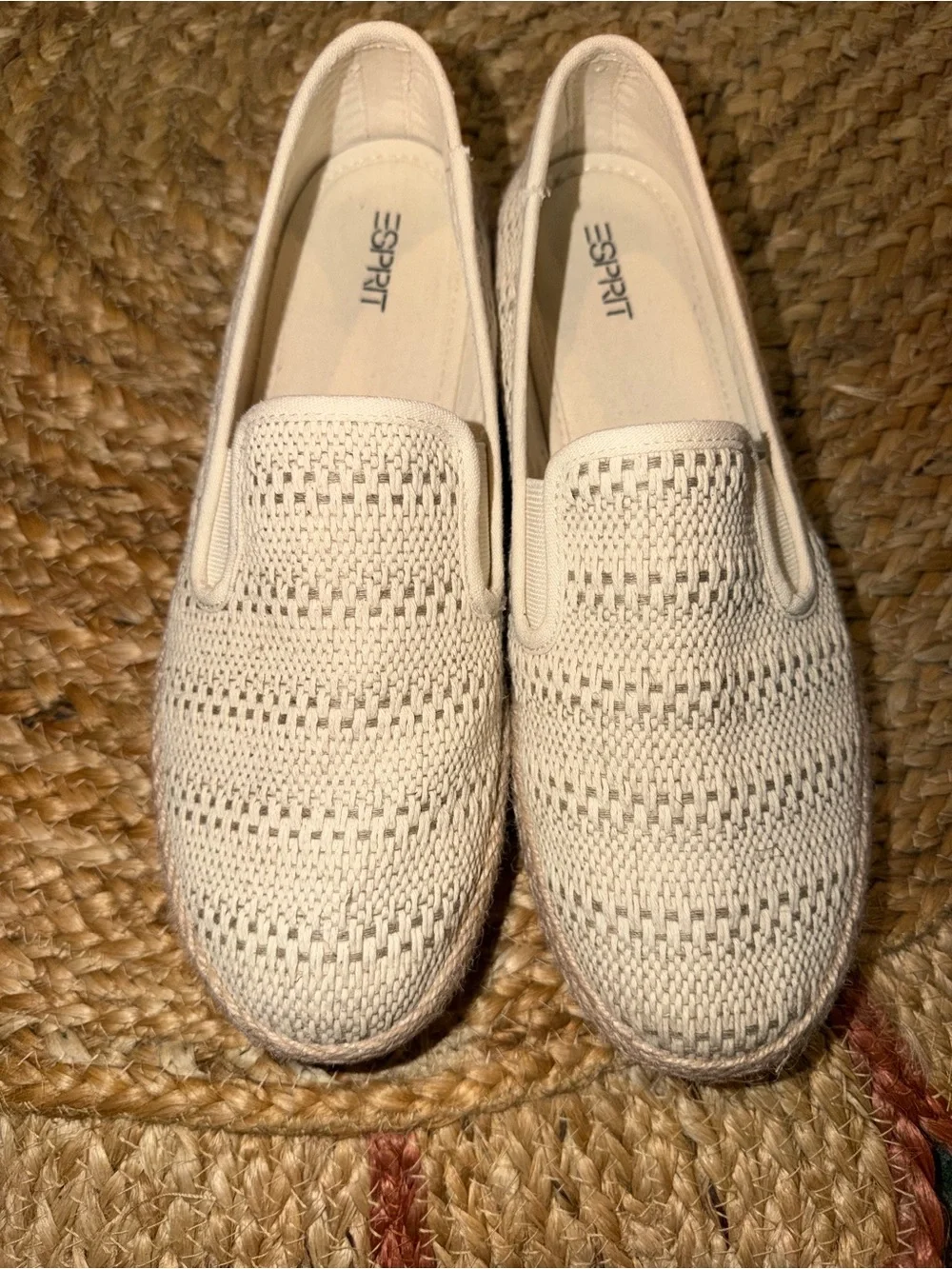 Esprit Cream Knit Slip-On Espadrilles