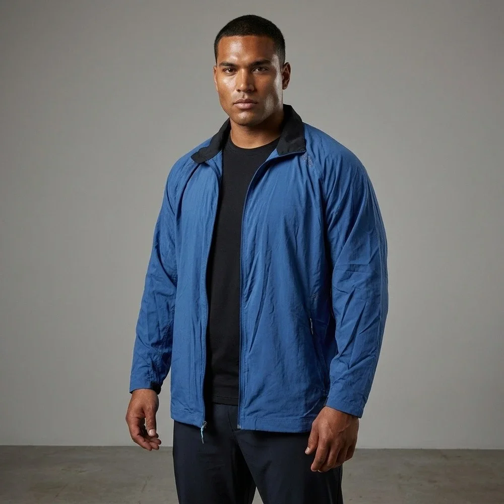 Lululemon Mens Blue Full Zip Windbreaker Track Jacket Laser Cut Venting‎ XL