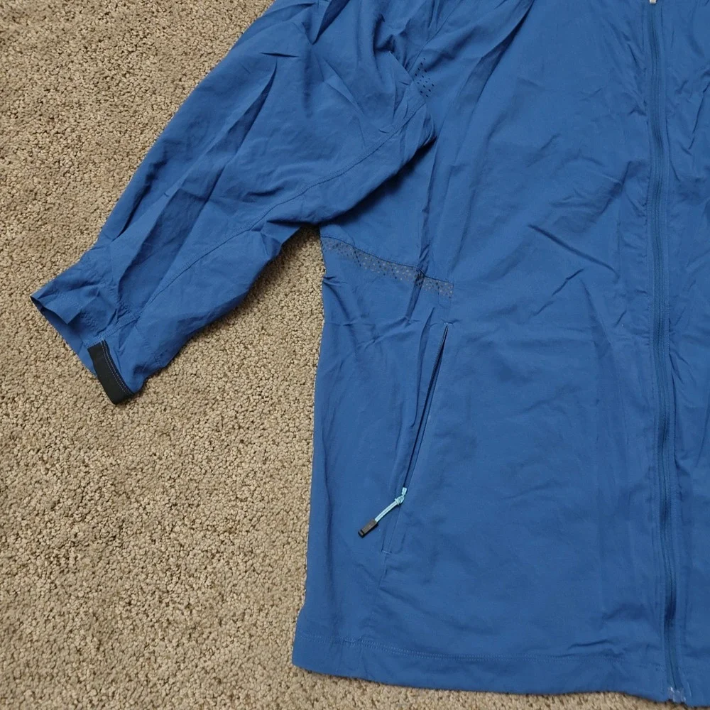 Lululemon Mens Blue Full Zip Windbreaker Track Jacket Laser Cut Venting‎ XL