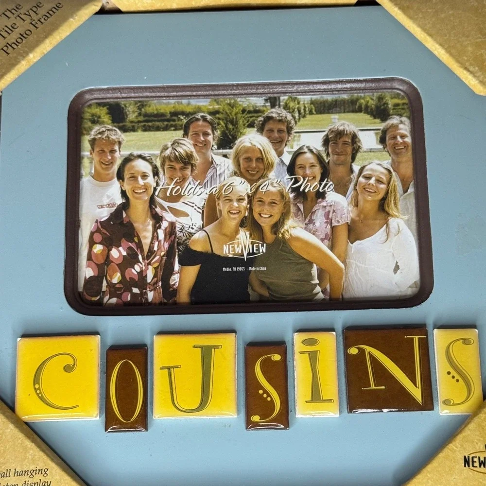 New View Cousins Tile Type Photo Frame 4x6 Blue Yellow Brown Y2K Color‎ Block