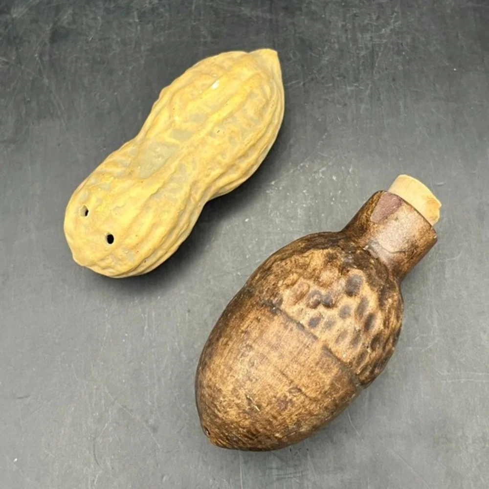 Vtg Peanut & Acorn Ceramic Salt & Pepper Shakers‎ Rustic Farmhouse Decorative 3