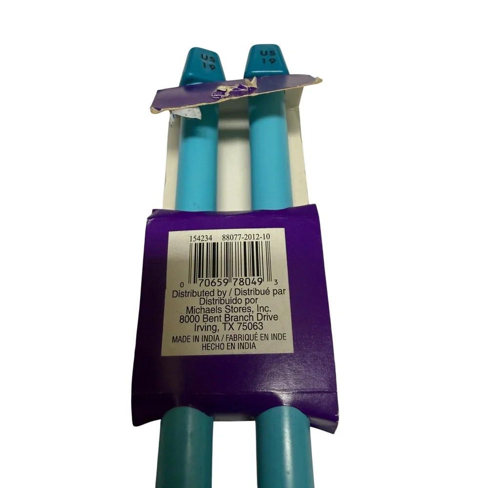 Loops & Threads US 19 15mm Single Point Knitting Needles 14in‎ Turquoise 154234
