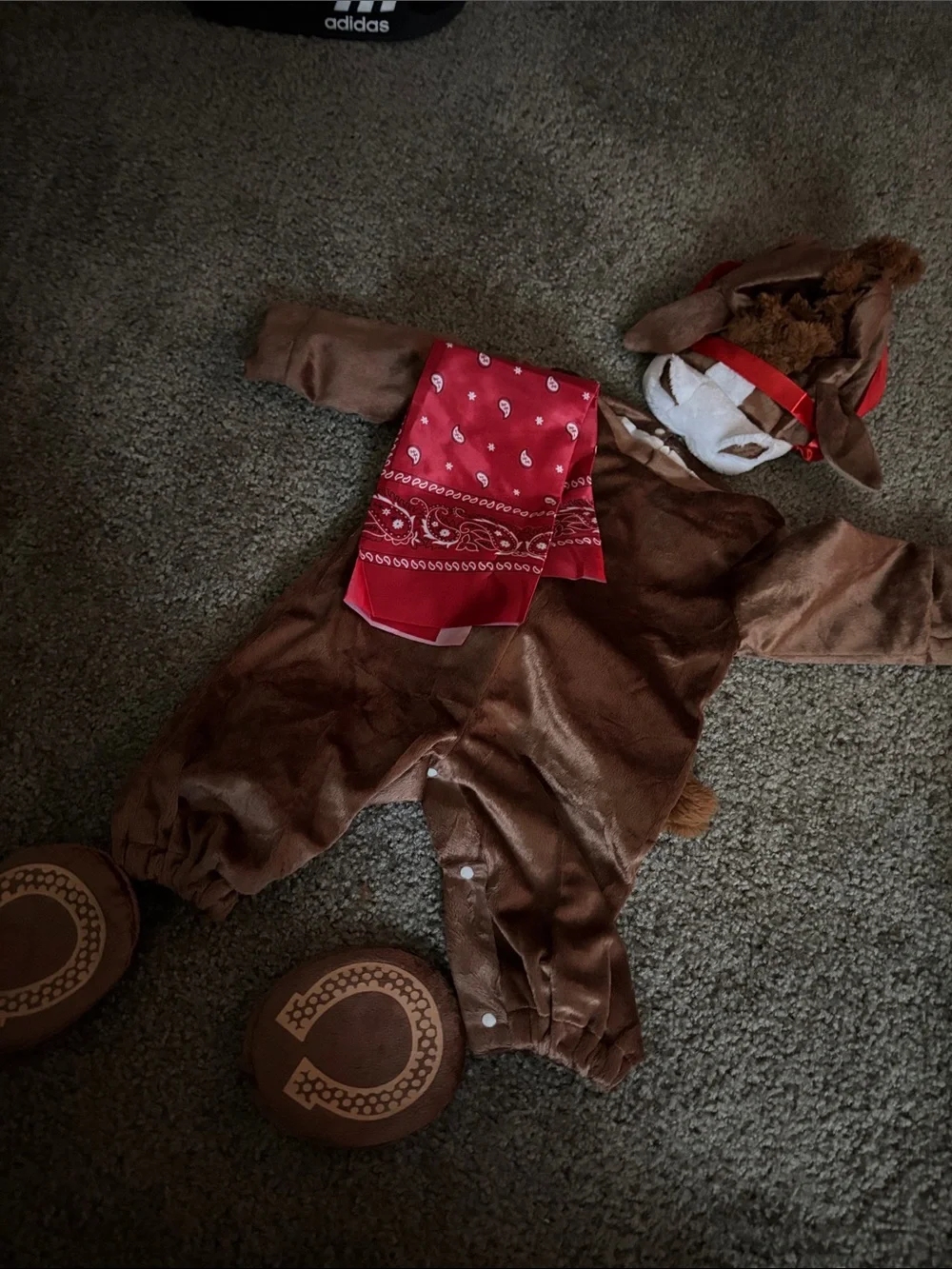 Brown Plush Cowboy horse 12 month  Infant Costume with Red Bandana