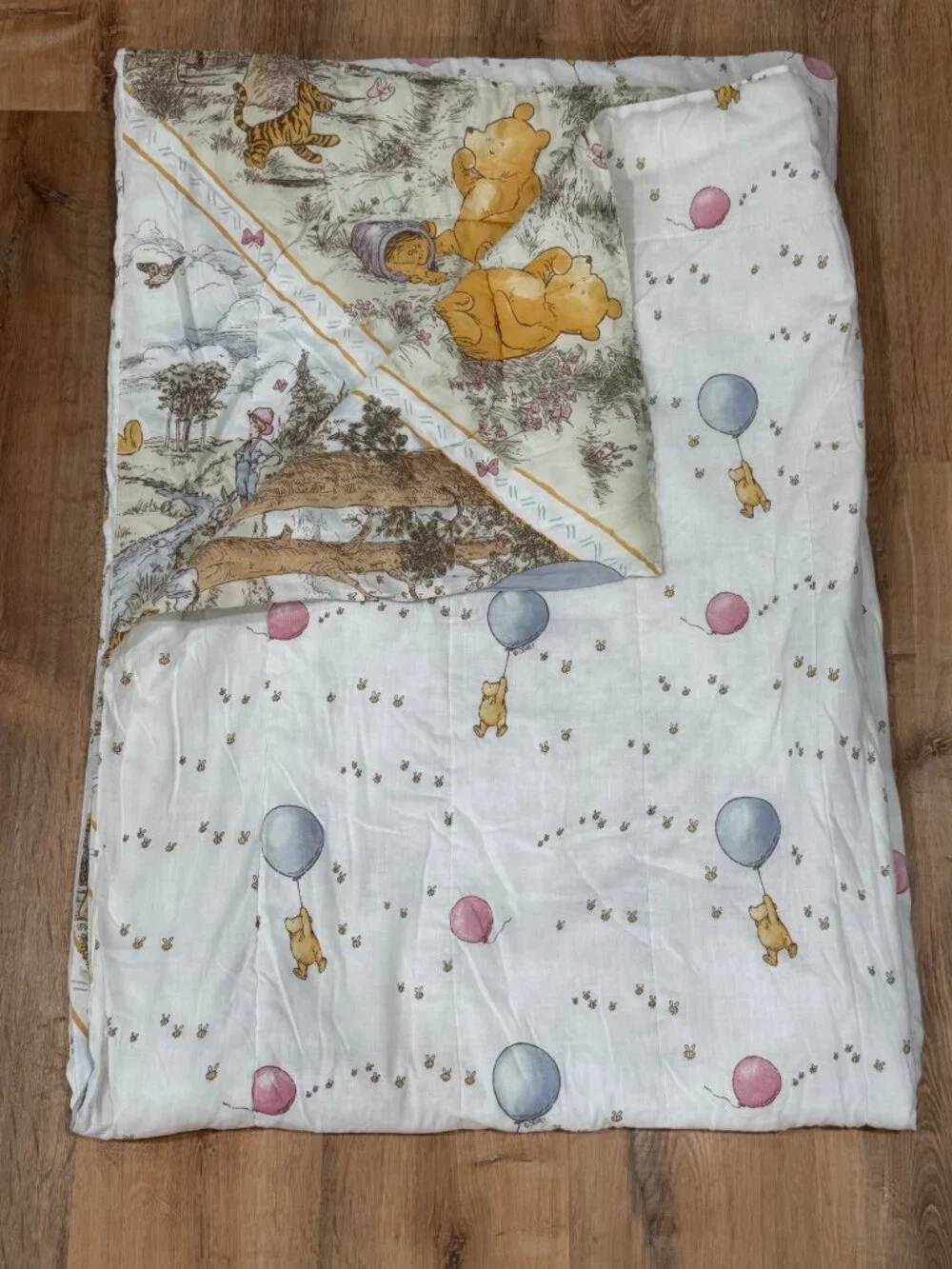 Vintage 90s Disney Winnie The Pooh Hundred Acre Wood Twin Bedding Set COMPLETE R