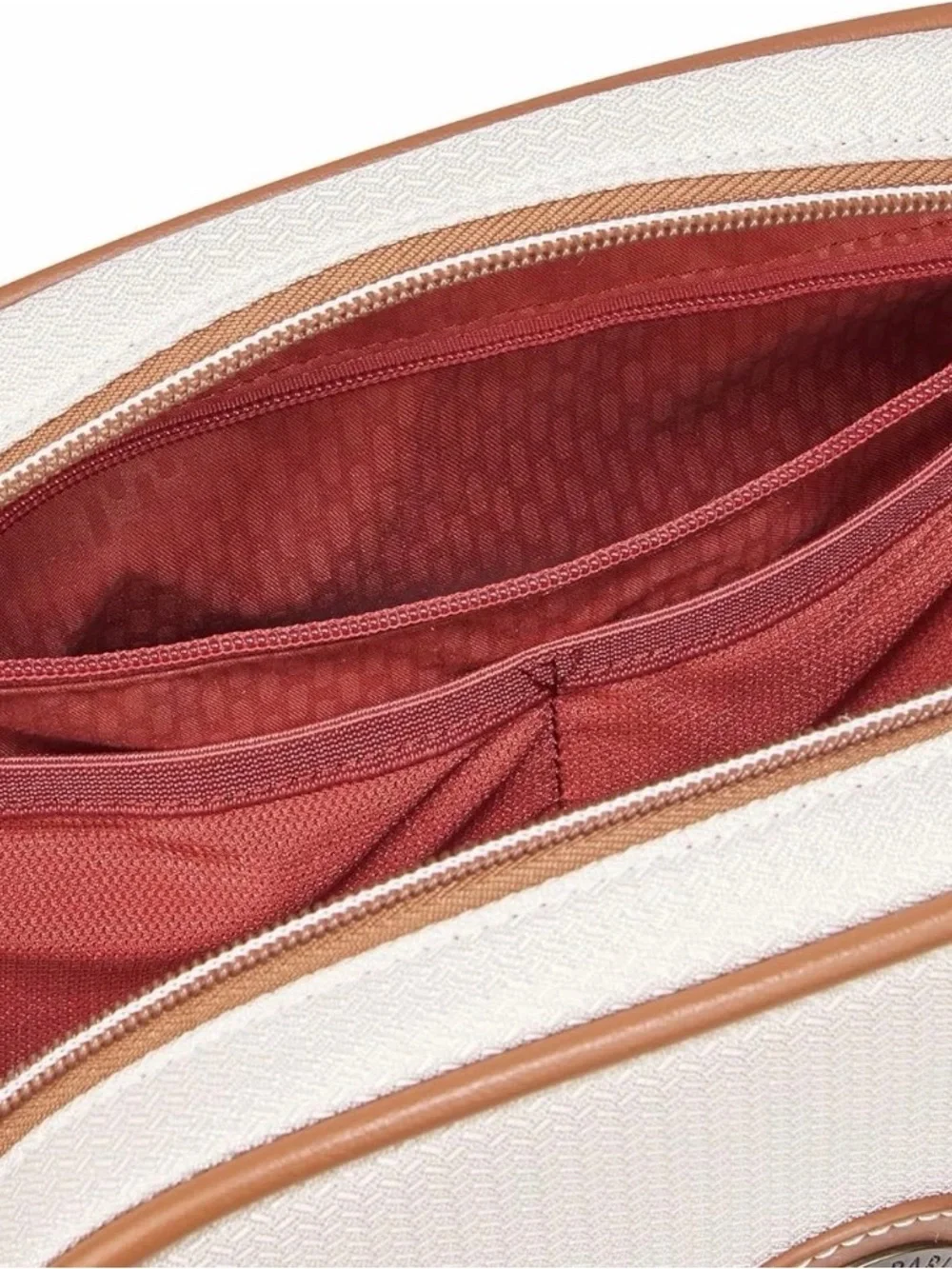 Canvas Zip Makeup Pouch with Tan Trim - Women Cosmetic Bag