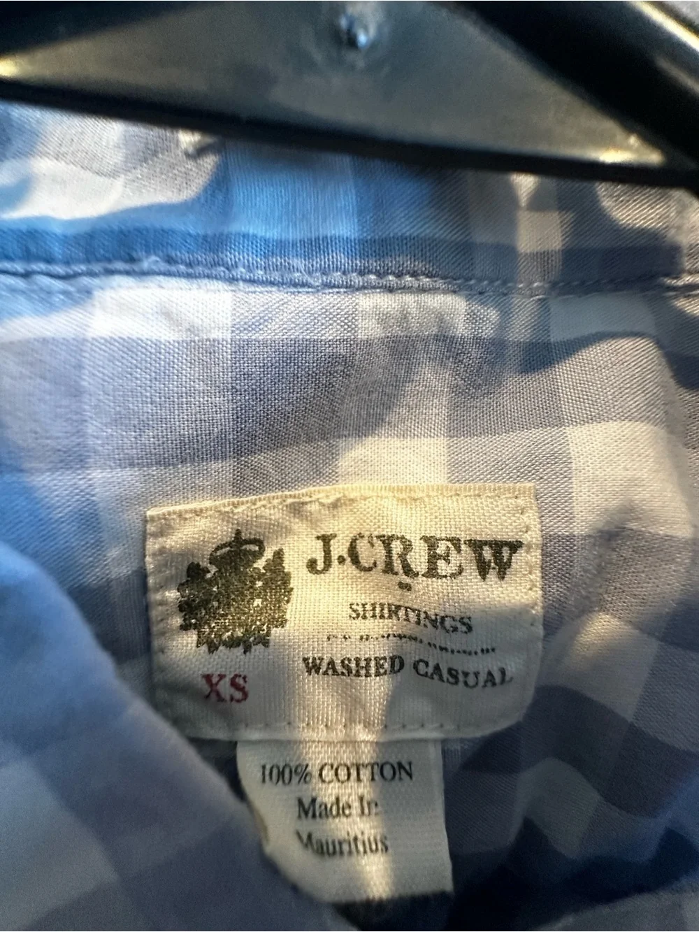 J. Crew Light Blue and White Gingham Button-Down Shirt