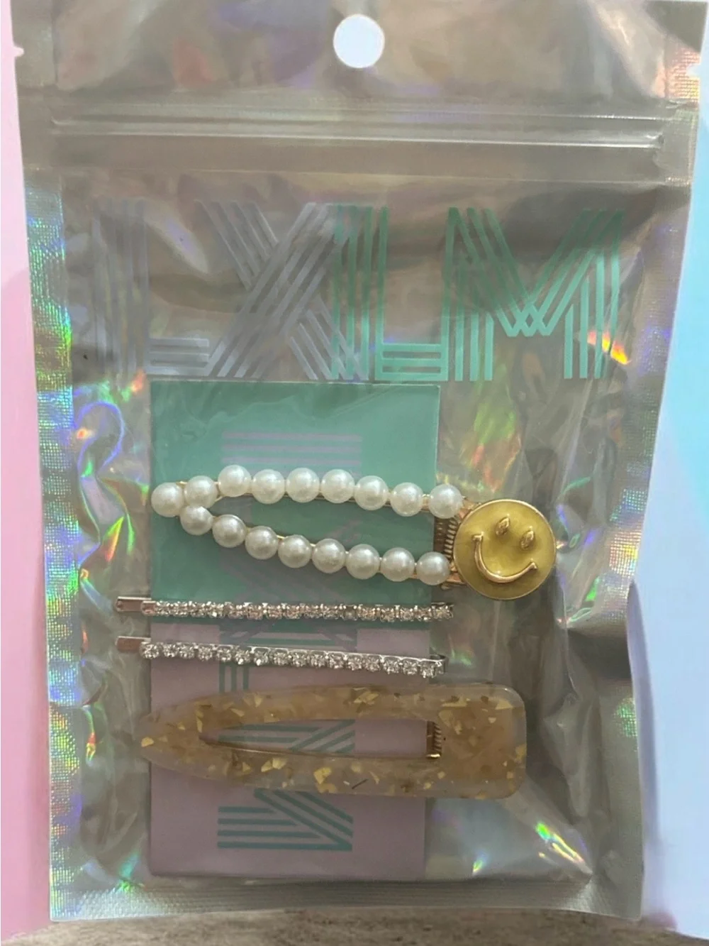 Pearl & Gold Smile Hair Clip Set - Women Accessories 2007