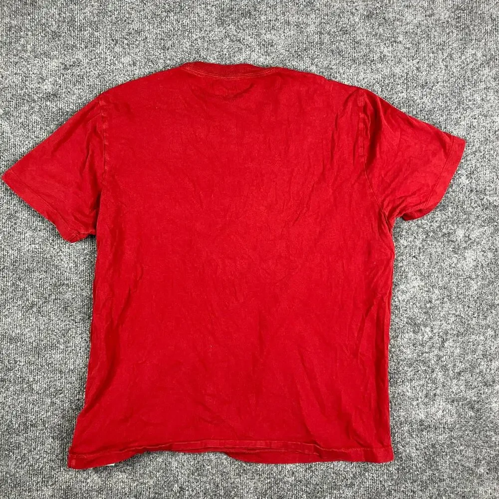 True‎ Religion T-Shirt Mens Size XL Red Buddha Guitar Logo Graphic Tee Casual