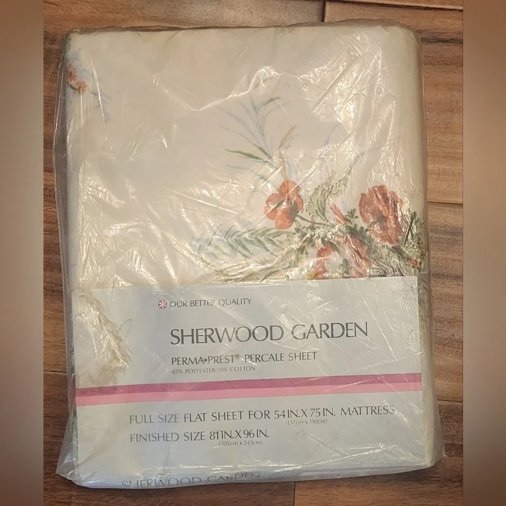 New Vintage Sears Sherwood Garden Floral Percale Full Fitted Sheet 54”x75” 949