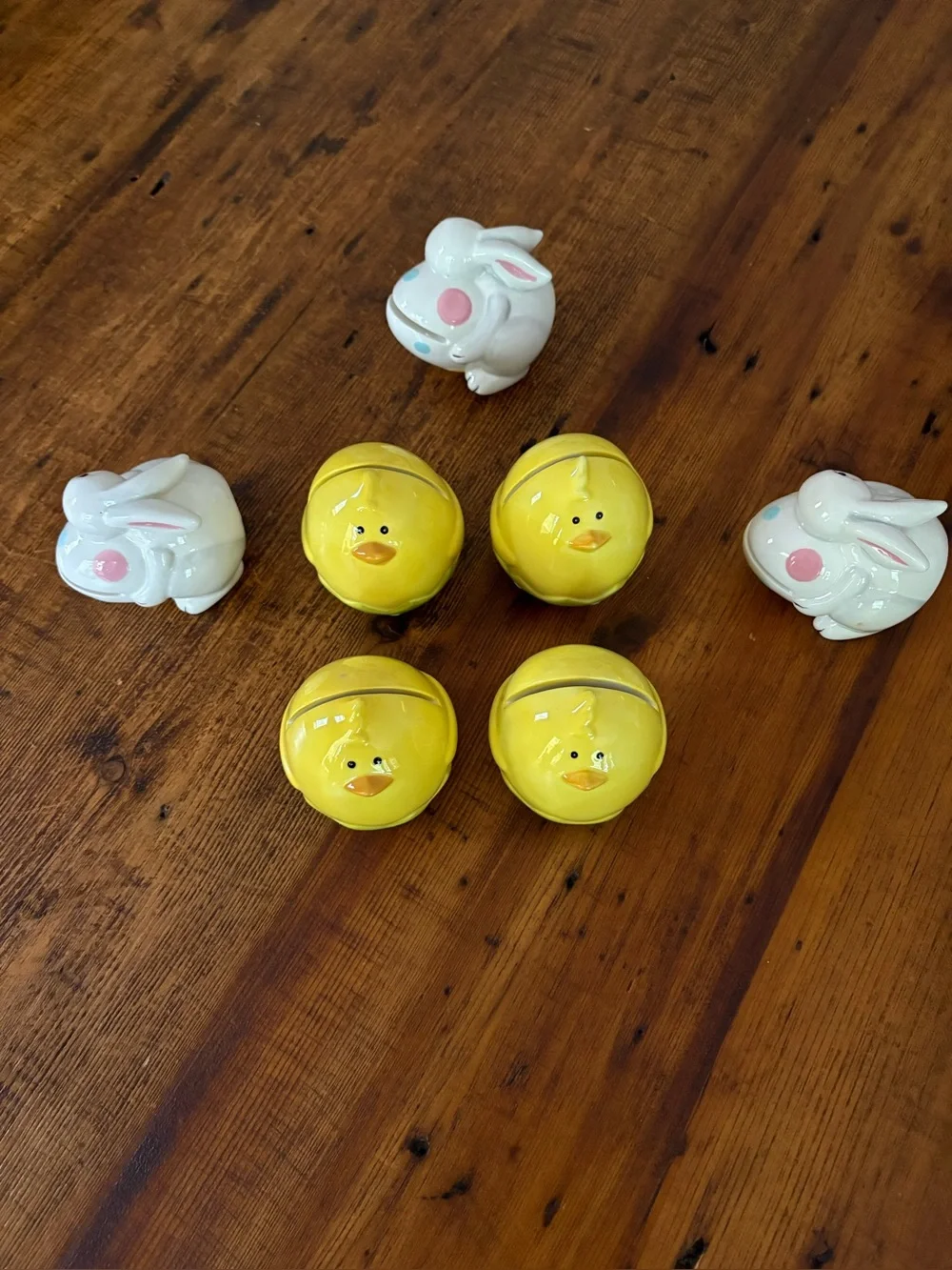 Pier One Set of 7 Easter Chicks & Bunny Place Card Holders  Ceramic