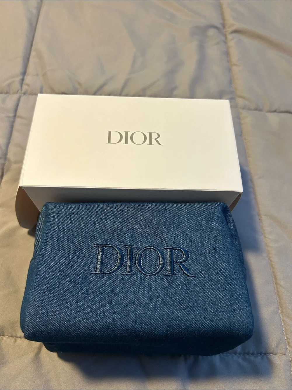 Dior Denim Logo Pouch - Blue