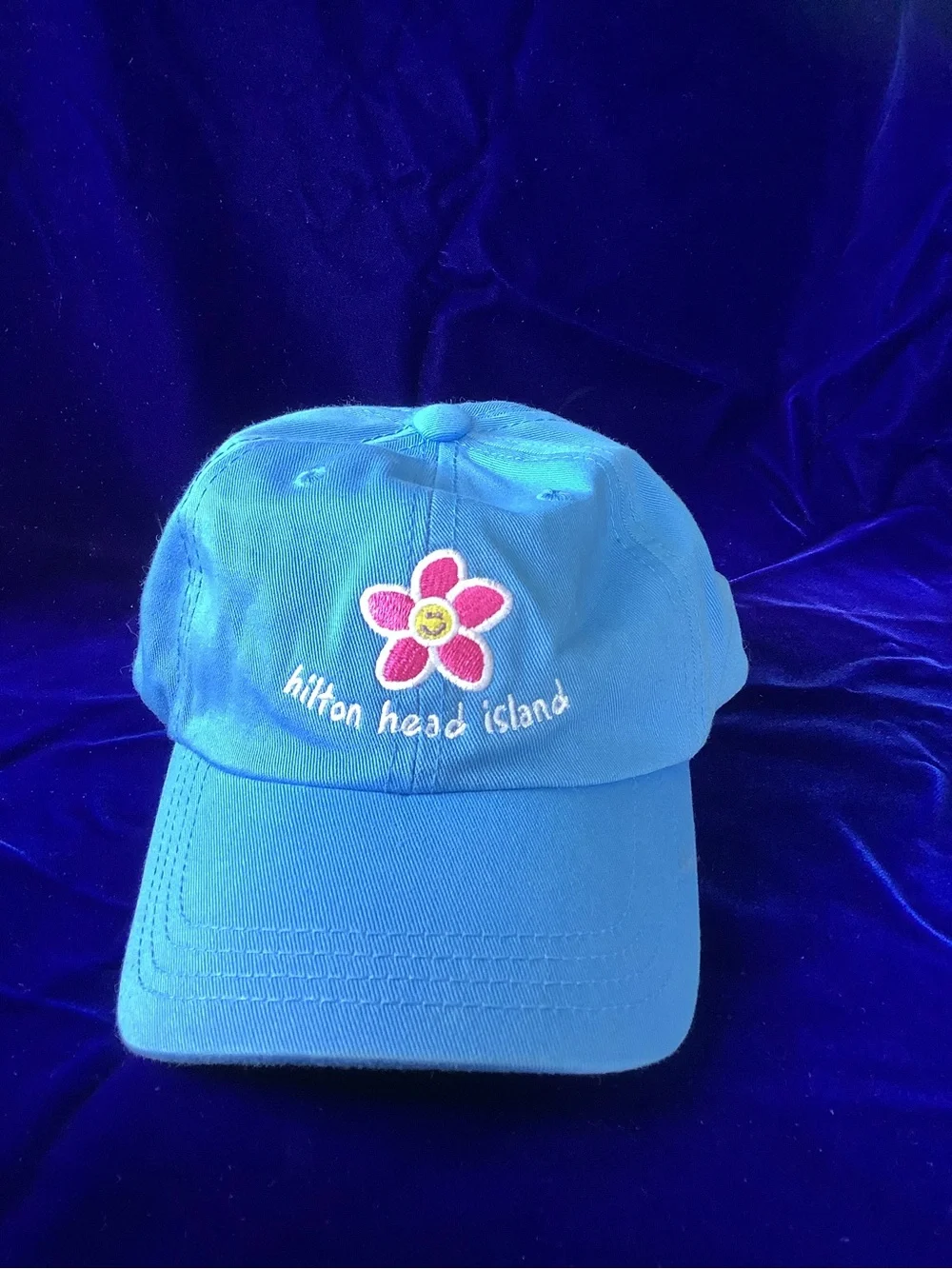 Kids Hilton Head Island Blue Flower Embroidered Baseball Cap