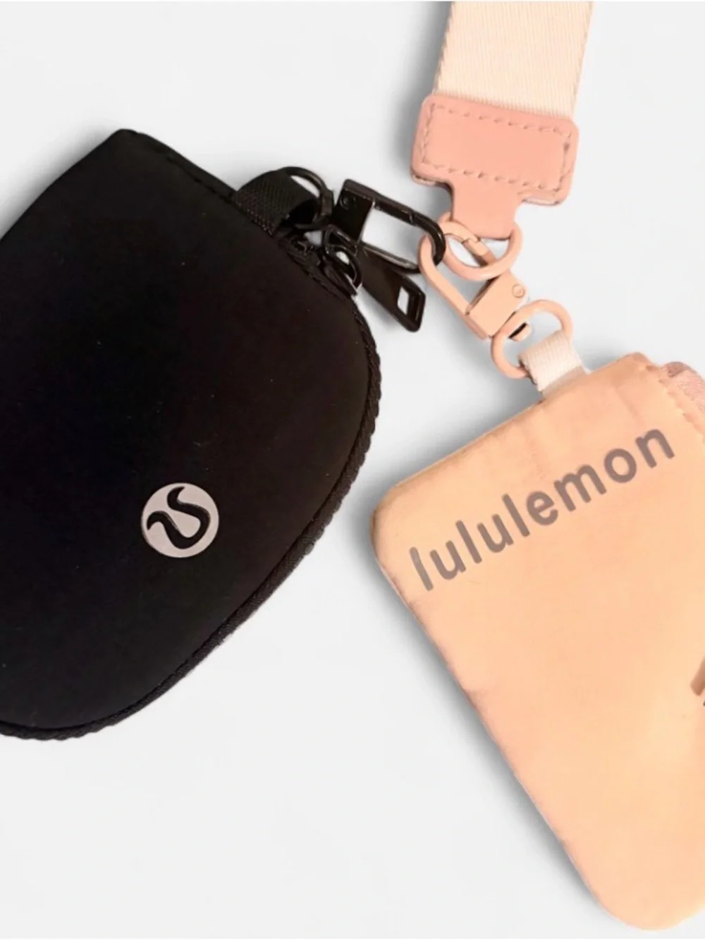 lululemon pink cream Logo Wrist Strap Keychain