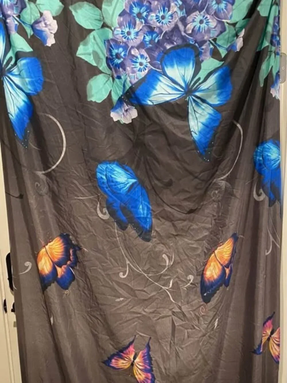 Full Size Butterfly Sheet Gray Multicolor Butterflies Aqua Purple Red Teen Bed
