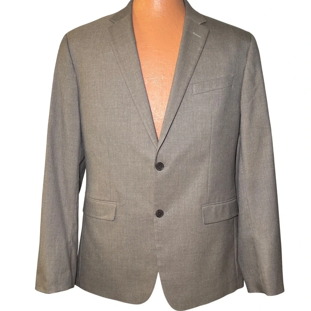 Banana Republic Mens 42L Standard Fit Taupe Herringbone Blazer Sport Coat Jacket