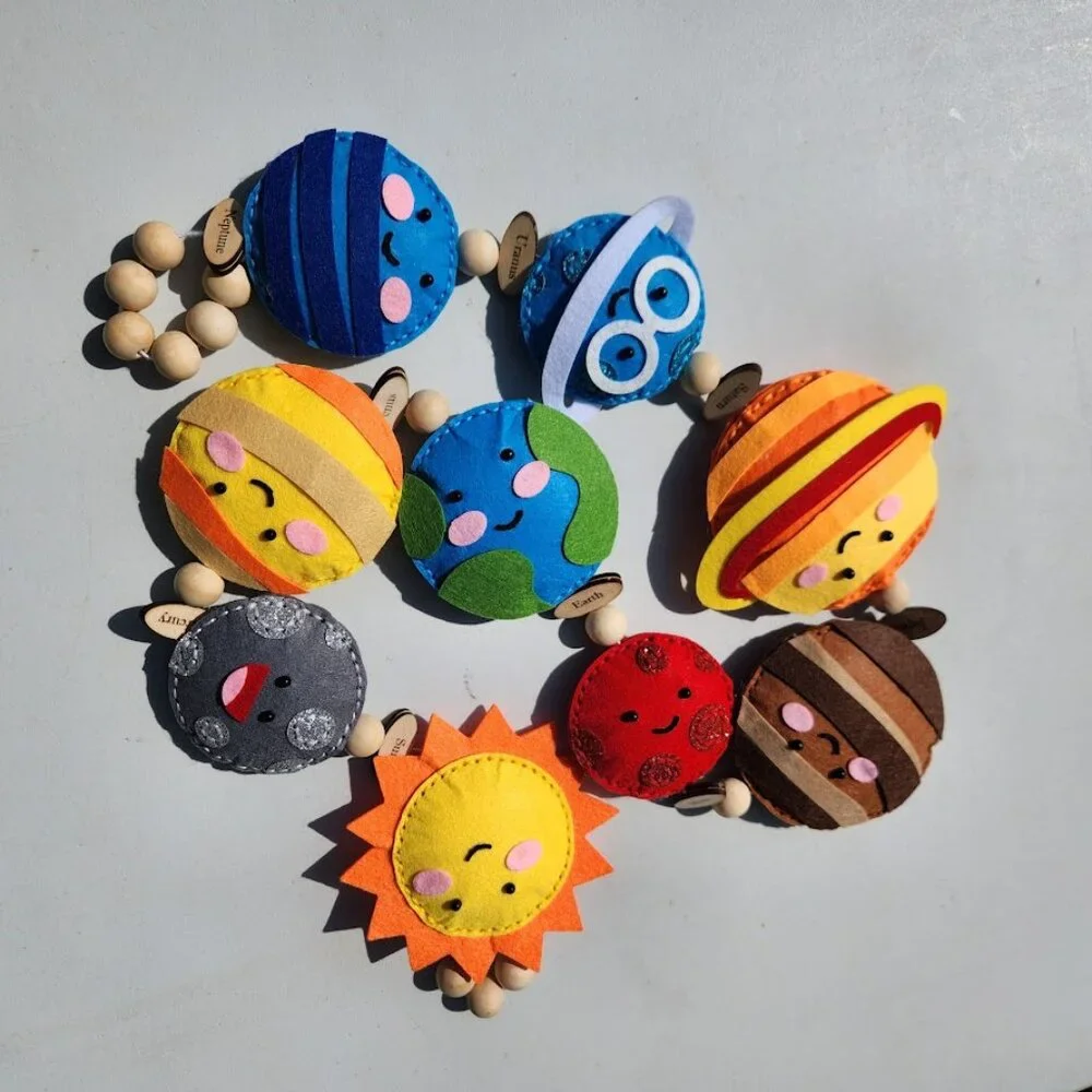 Handmade planets felt