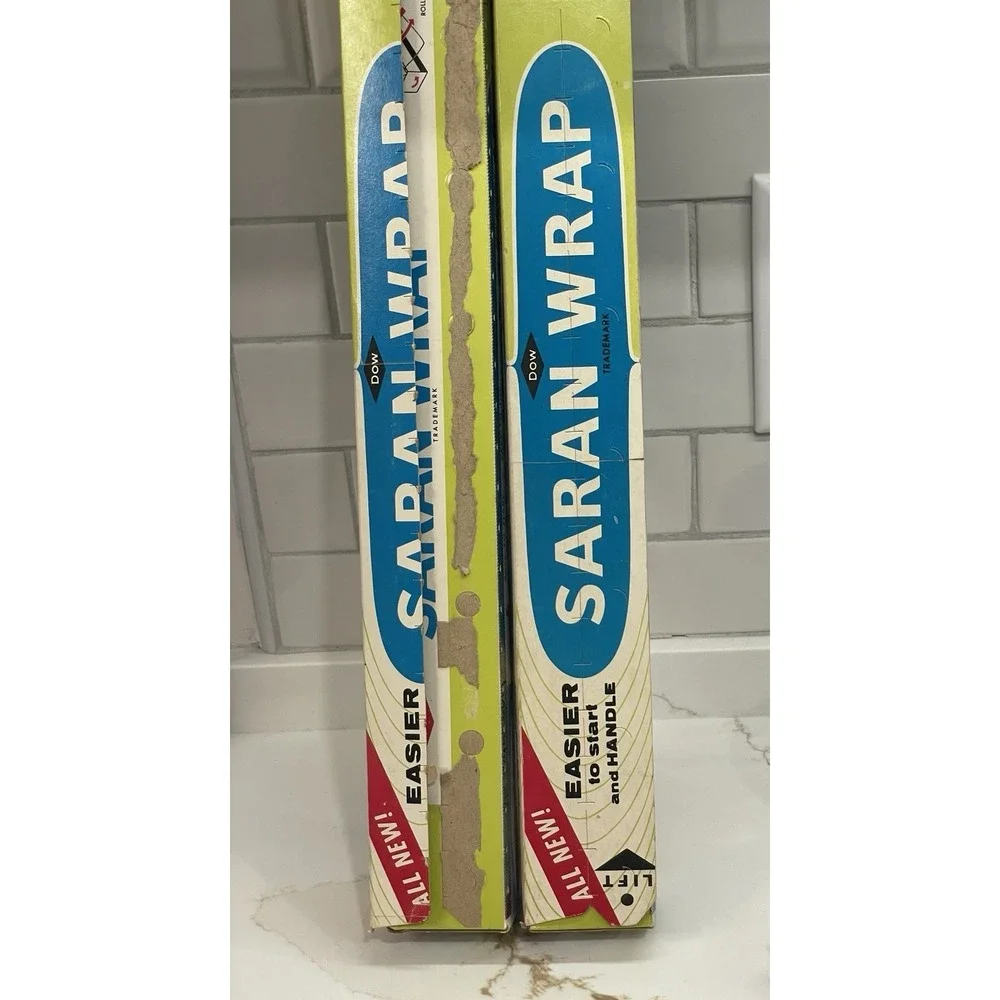 Lot 2 Vintage Saran Wrap Dow Queen Size Extra Wide 50 ft 1 New & 1 Partial READ‎