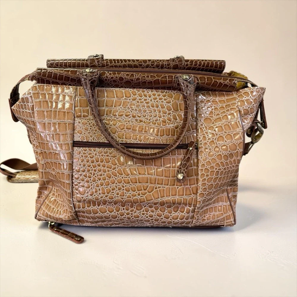 Samantha Brown Faux‎ Crocodile Embossed Dowel Travel Tote Bag Work Weekender