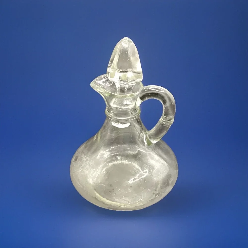 Cruet Vintage Glass Vinegar Oil w/ Glass Stopper‎ 5.5