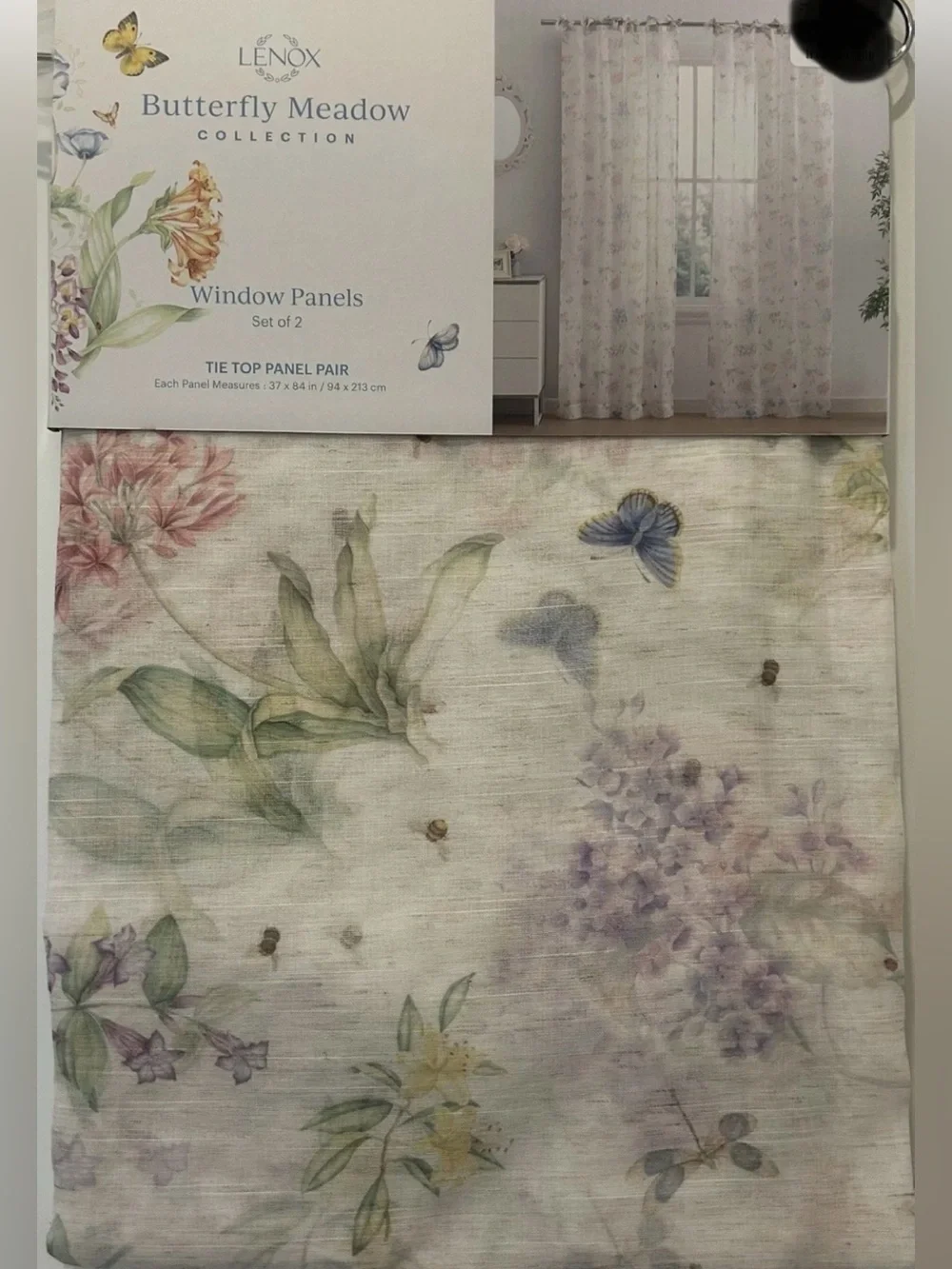 Lenox Butterfly Meadow Tie Top Curtains Drapes Panels 37