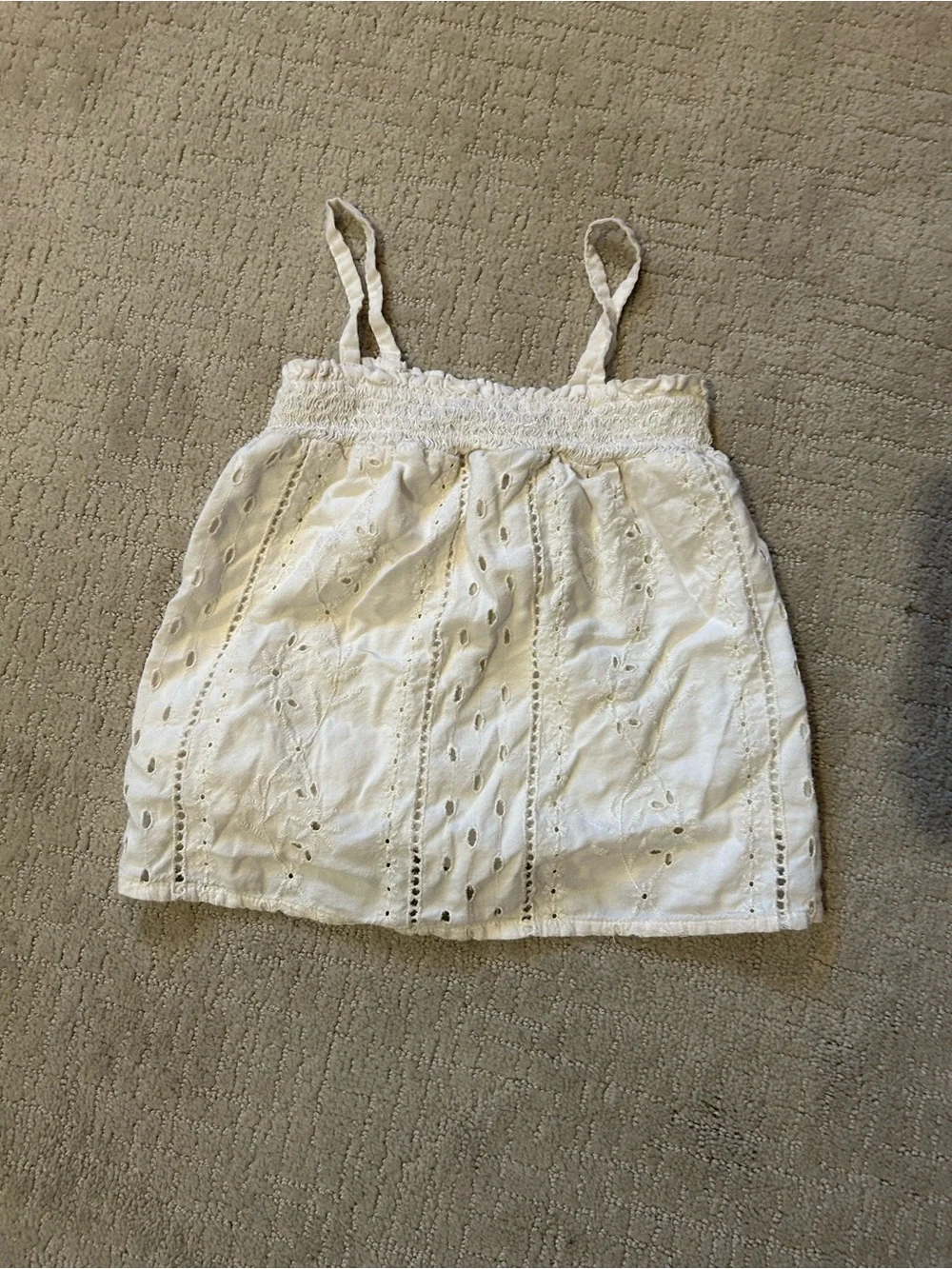 Old Navy girls eyelet white cream tank summer flowy 3T