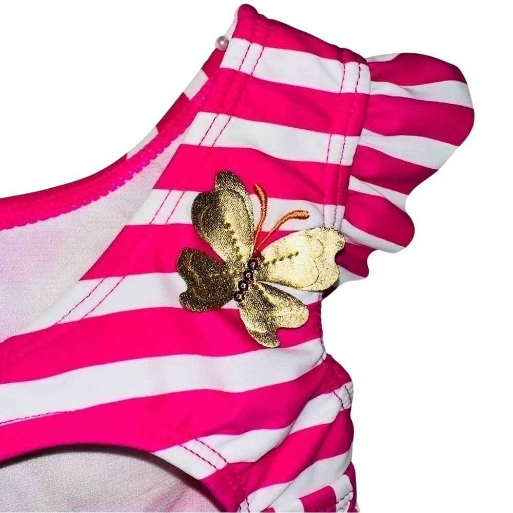 Flapdoodles gold pink ruffle