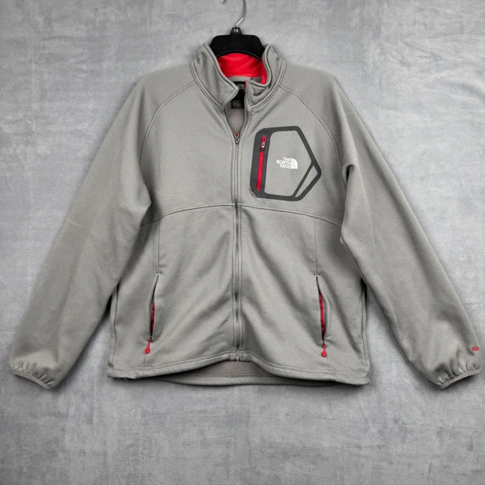 The North Face Mens Gray Fleece Jacket TKA 100 Full Zip‎ Size Large