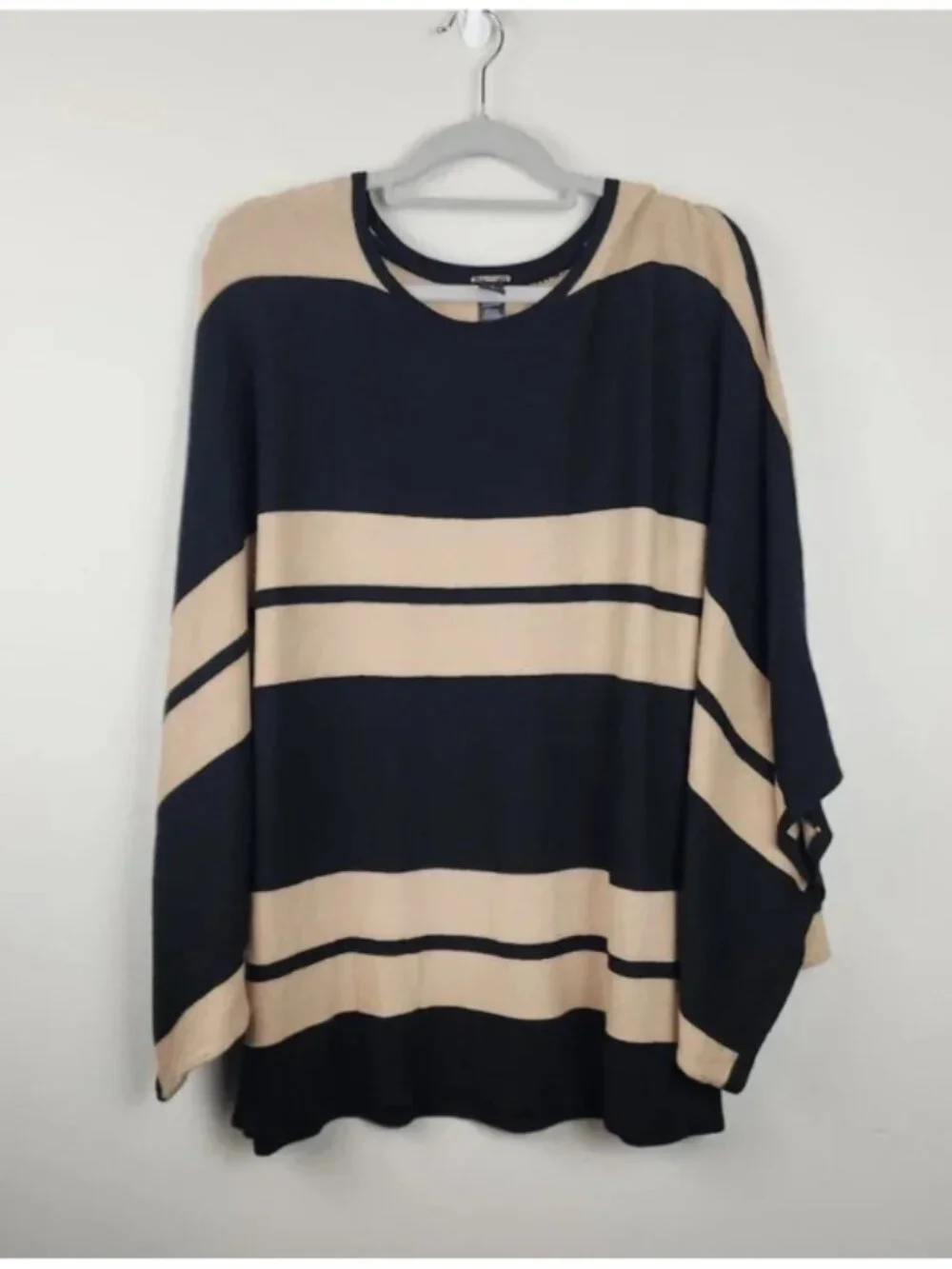 Black Label by Chico's Cashmere Blend Neutral/Black Striped Sweater Size 1 (Med)