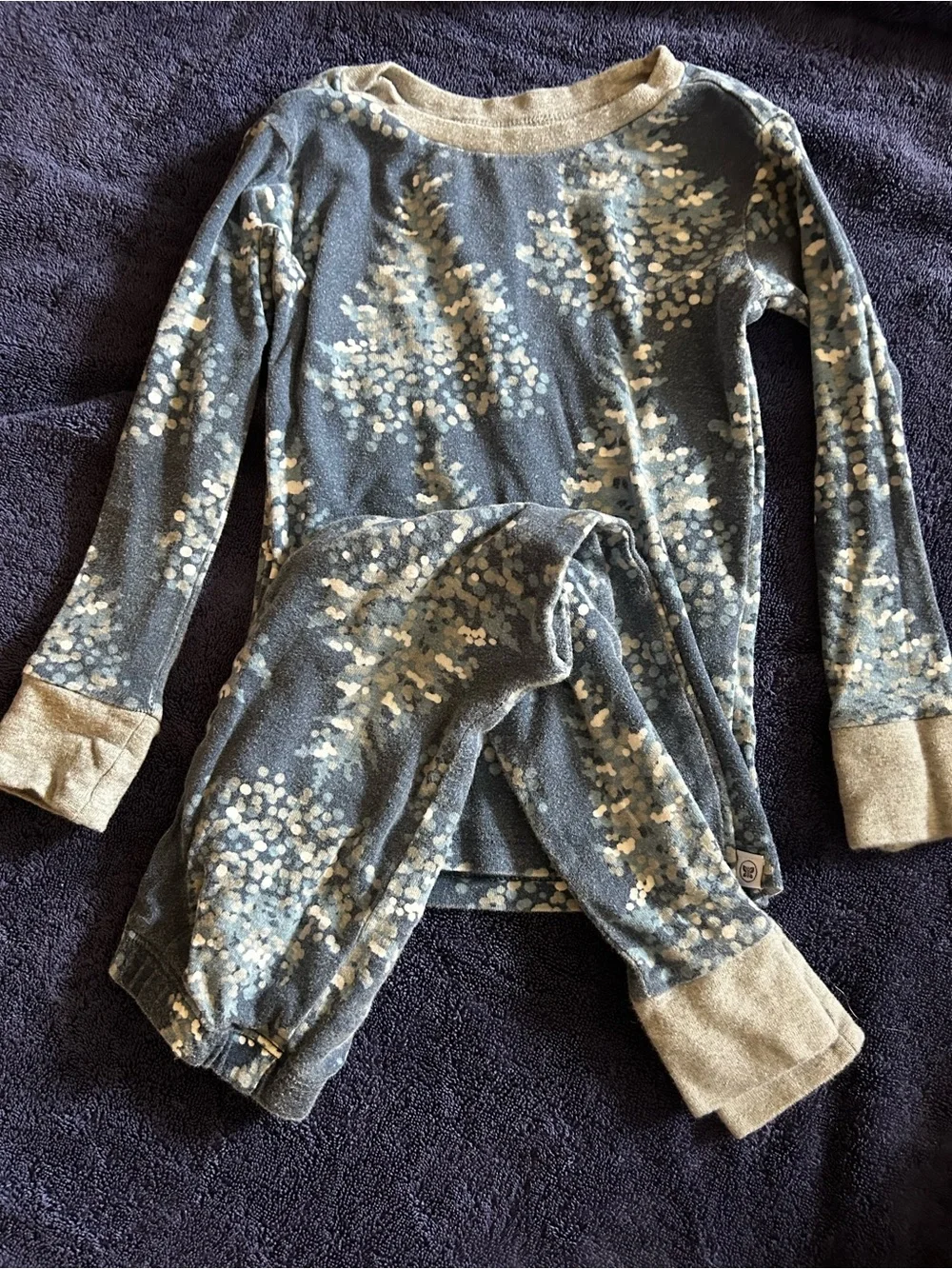 Honest Evergreen Tree Print Pajama Set with Cream Trim