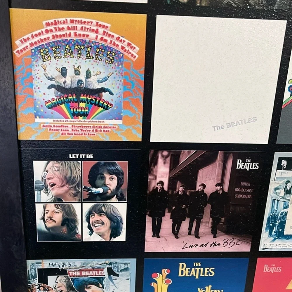The Beatles Album Cover Collage‎ Framed Art 34x24 Glazed Wall Decor Black Frame