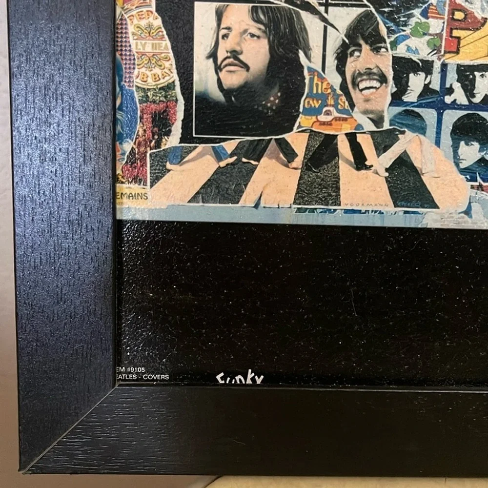 The Beatles Album Cover Collage‎ Framed Art 34x24 Glazed Wall Decor Black Frame