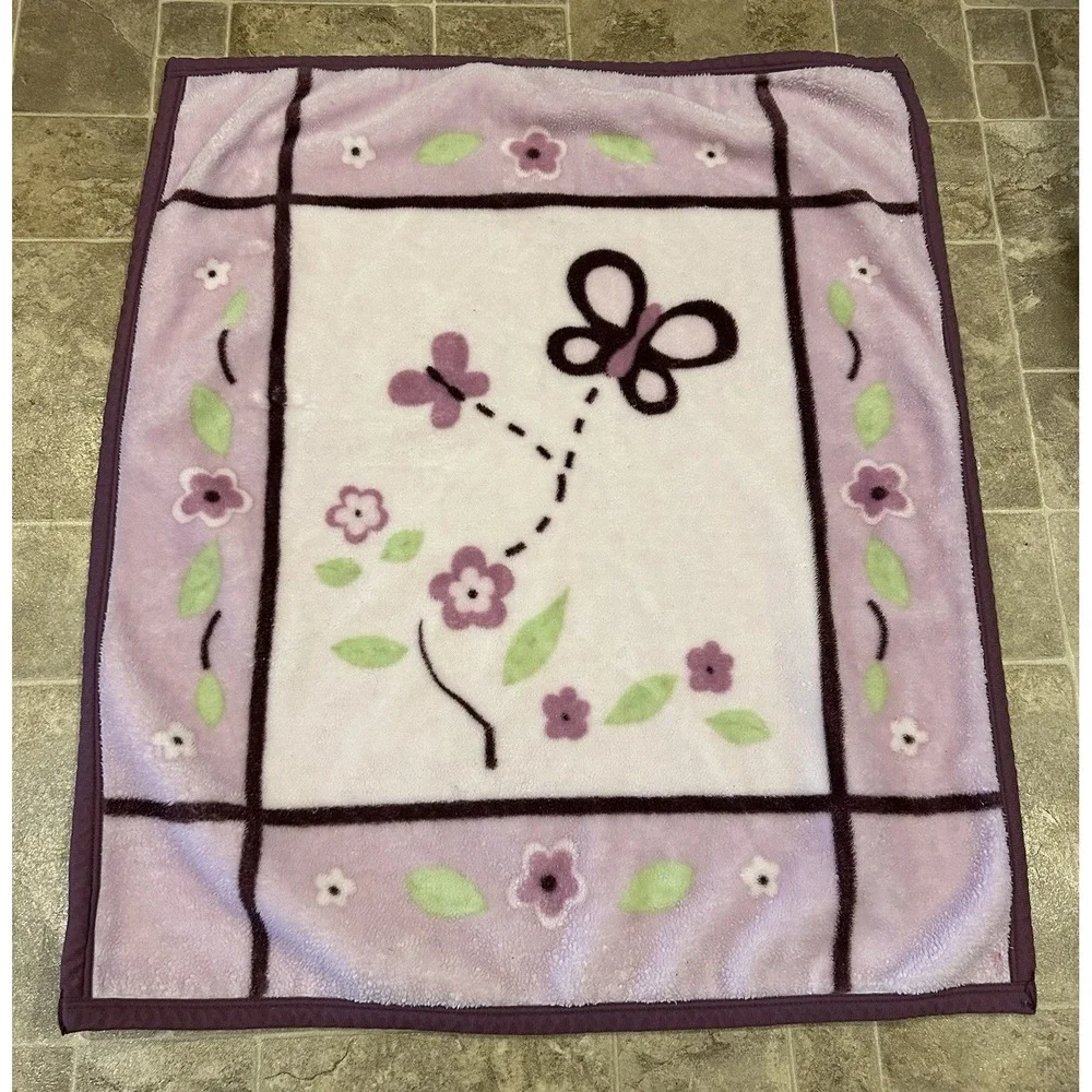 Y2K COCALO‎ Sugar plum Purple Butterfly Luxe Minky Plush Baby Crib Blanket
