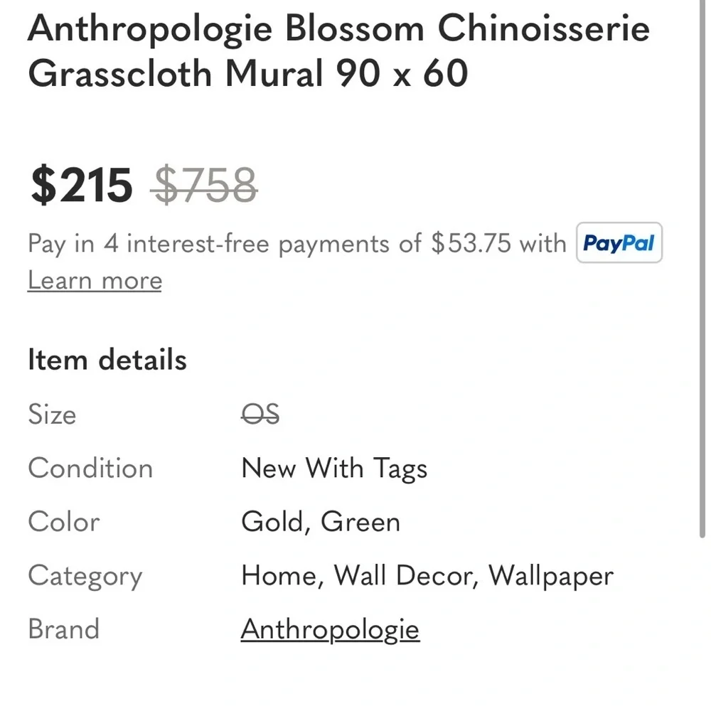 Anthropologie listing but