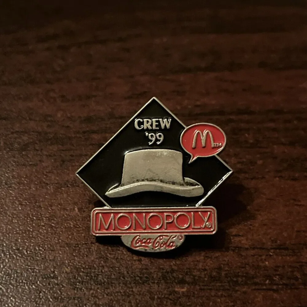 McDonald's Monopoly Coca-Cola Crew 1999 Hat Token‎ Employee Lapel Hat Pin