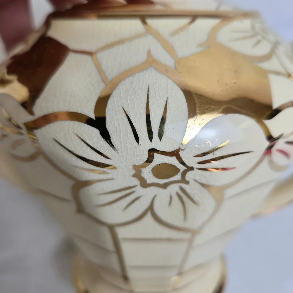 Price Bros Teapot Cream Gold Floral Design England 676 Vintage READ