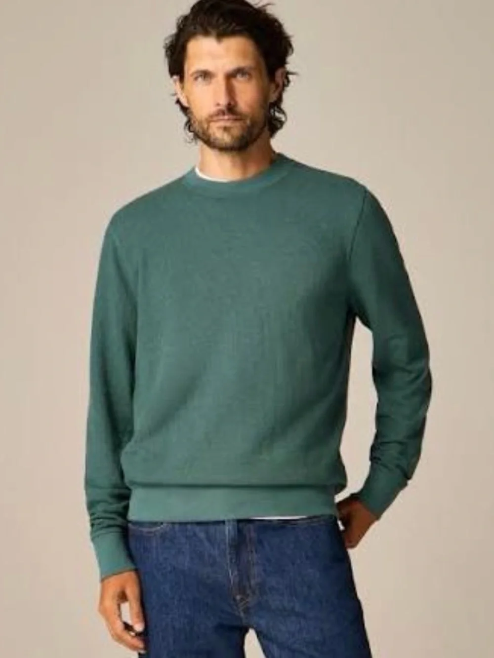 J. CREW Long-sleeve textured sweater-tee in Graffiti Green Size S $69.50 BW407