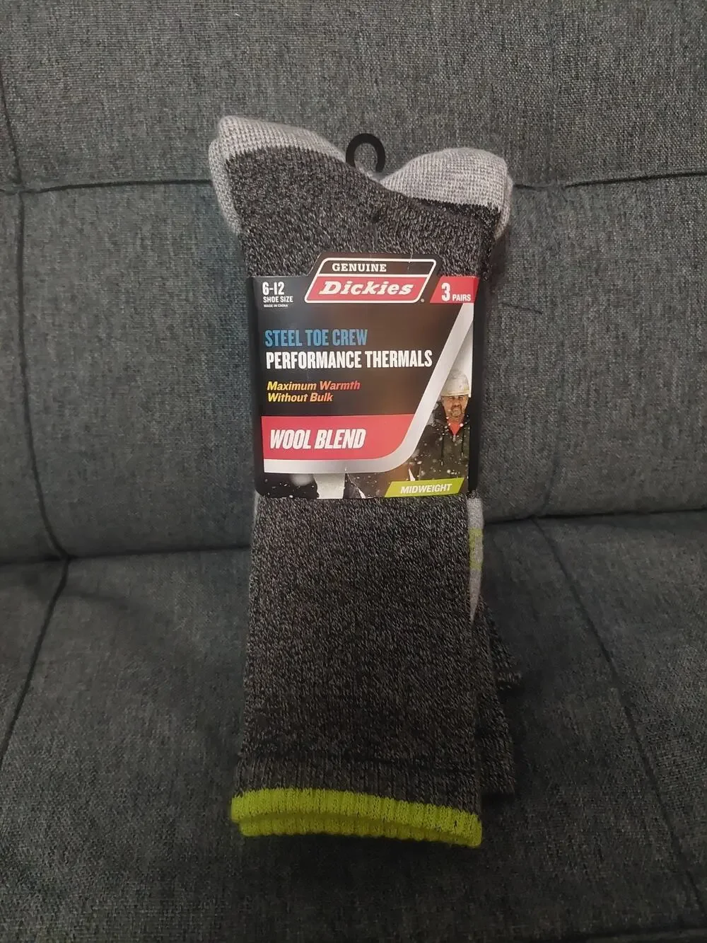 3 Pairs Dickies Steel Toe Crew Performance Thermals Wool Blend Midweight Socks