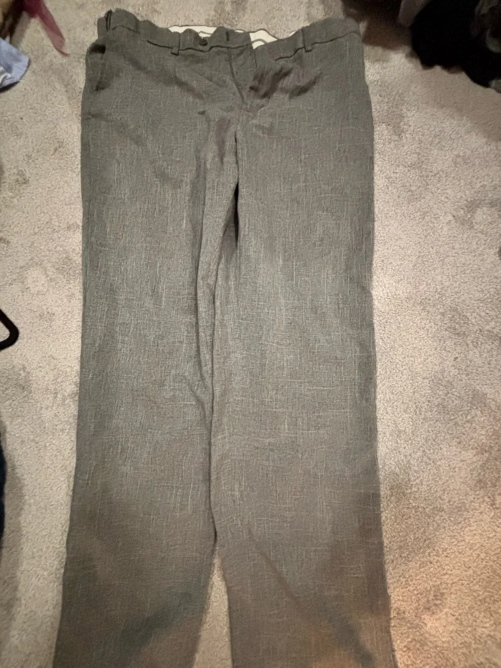 Gray Linen-Blend Dress Pants