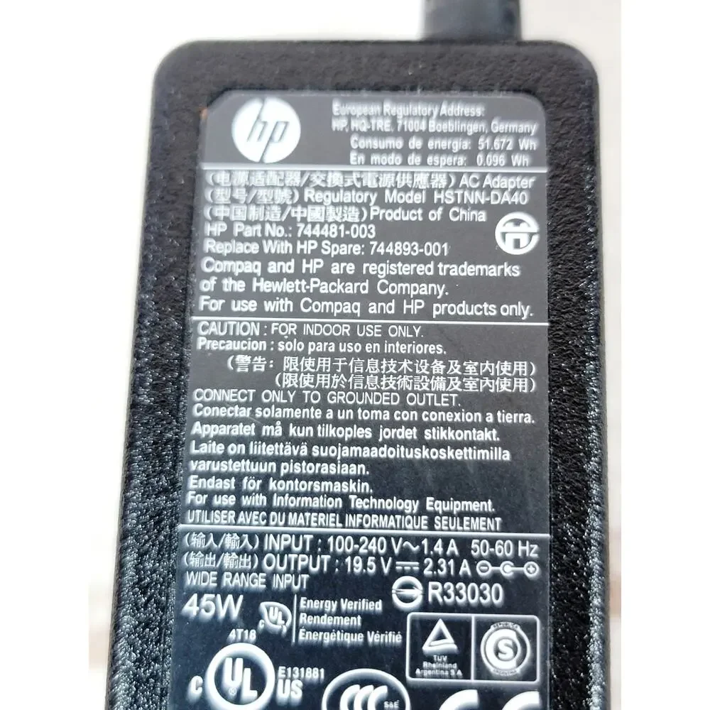 Genuine HP HSTNN-DA40 19.5V 2.31A 45W Original AC Power Adapter Charger OEM
